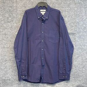 NWT GOODTHREADS Button Down Shirt Men’s XL Blue Red Stripe Poplin Slim Fit Work